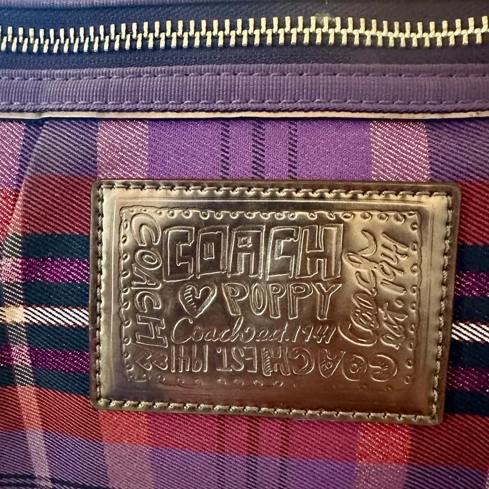 Coach Tartan Plaid Glam Tot Pink & Purple Poppy &  5 Hang Tags -‎ Collectible